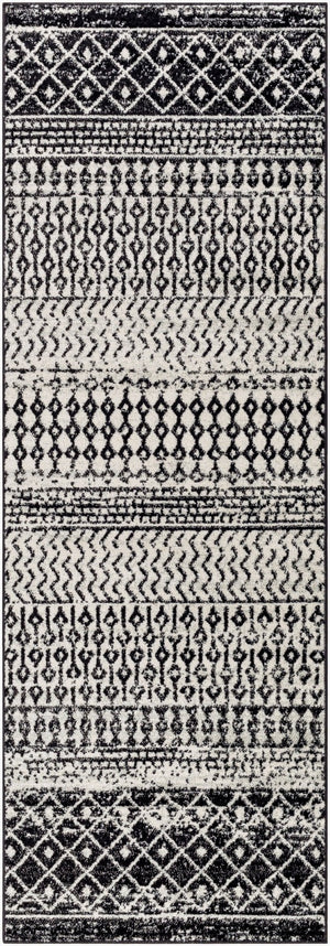 Livabliss Elaziz Moroccan Geometric Area Rug Machine Woven Polypropylene for Living Dining Bedroom Black, Light Gr 2'7" x 7'7" ELZ2307-2776