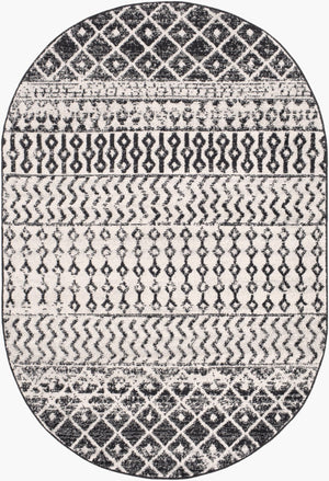 Livabliss Elaziz Moroccan Geometric Area Rug Machine Woven Polypropylene for Living Dining Bedroom Black, Light Gr 4' x 6' ELZ2307-46OV