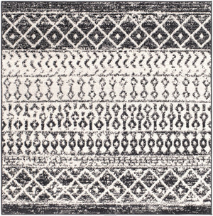 Livabliss Elaziz Moroccan Geometric Area Rug Machine Woven Polypropylene for Living Dining Bedroom Black, Light Gr 3'11" x 3'11" Square ELZ2307-4SQ