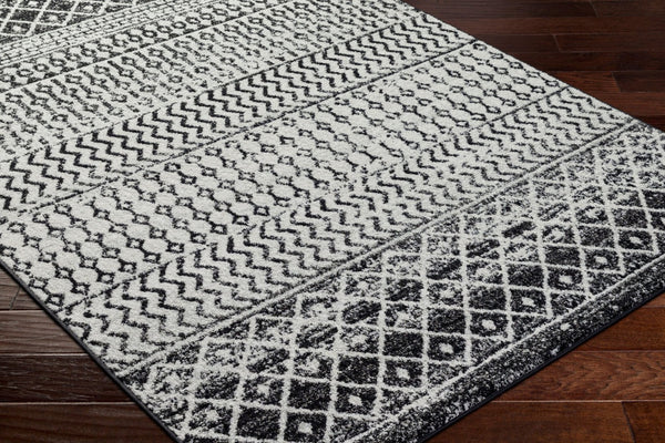Livabliss Elaziz Moroccan Geometric Area Rug Machine Woven Polypropylene for Living Dining Bedroom Black, Light Gr 2'7" x 7'7" ELZ2307-2776