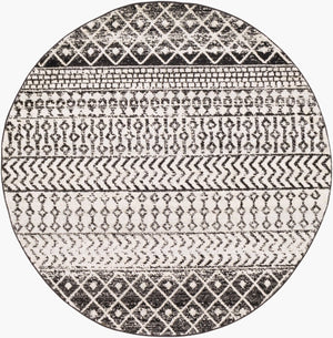 Livabliss Elaziz Moroccan Geometric Area Rug Machine Woven Polypropylene for Living Dining Bedroom Black, Light Gr 5'3" x 5'3" ELZ2307-53RD