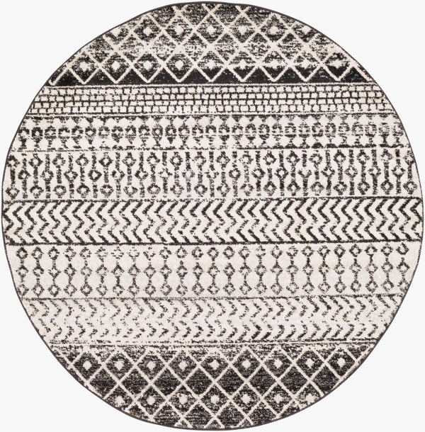 Livabliss Elaziz Moroccan Geometric Area Rug Machine Woven Polypropylene for Living Dining Bedroom Black, Light Gr 5'3" x 5'3" ELZ2307-53RD