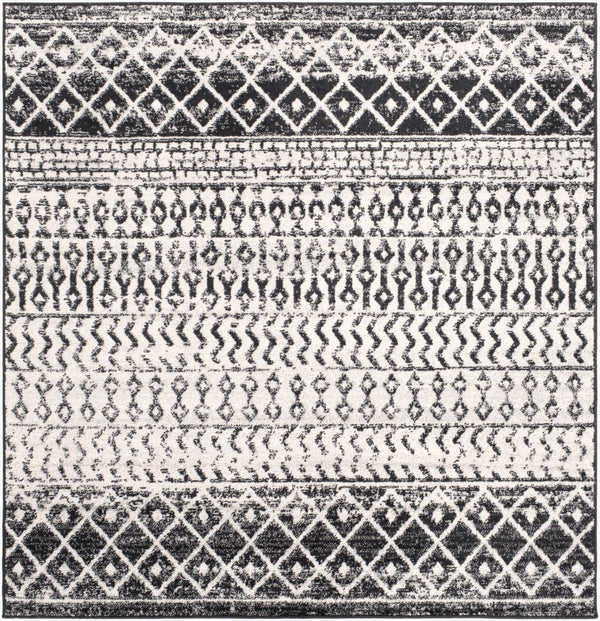 Livabliss Elaziz Moroccan Geometric Area Rug Machine Woven Polypropylene for Living Dining Bedroom Black, Light Gr 5' x 5' ELZ2307-5SQ
