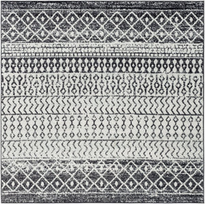 Livabliss Elaziz Moroccan Geometric Area Rug Machine Woven Polypropylene for Living Dining Bedroom Black, Light Gr 5'11" x 5'11" Square ELZ2307-6SQ