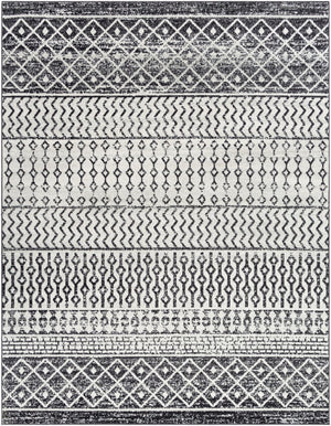 Livabliss Elaziz Moroccan Geometric Area Rug Machine Woven Polypropylene for Living Dining Bedroom Black, Light Gr 7'10" x 10'2" ELZ2307-710103