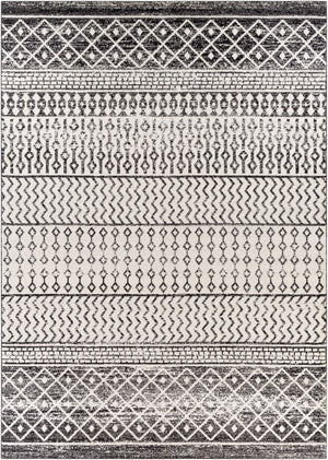 Livabliss Elaziz Moroccan Geometric Area Rug Machine Woven Polypropylene for Living Dining Bedroom Black, Light Gr 7'10" x 11' ELZ2307-71011