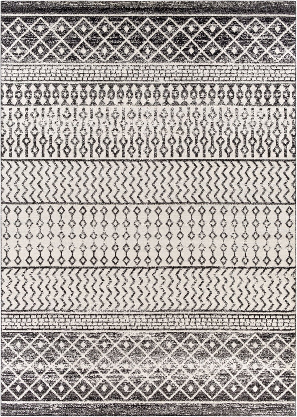 Livabliss Elaziz Moroccan Geometric Area Rug Machine Woven Polypropylene for Living Dining Bedroom Black, Light Gr 7'10" x 11' ELZ2307-71011