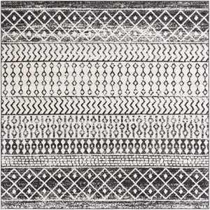 Livabliss Elaziz Moroccan Geometric Area Rug Machine Woven Polypropylene for Living Dining Bedroom Black, Light Gr 7'10" x 7'10" Square ELZ2307-710SQ
