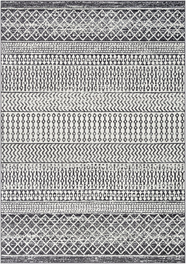 Livabliss Elaziz Moroccan Geometric Area Rug Machine Woven Polypropylene for Living Dining Bedroom Black, Light Gr 8'10" x 12'6" ELZ2307-93126