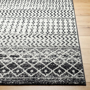 Livabliss Elaziz Moroccan Geometric Area Rug Machine Woven Polypropylene for Living Dining Bedroom Black, Light Gr 2'7" x 7'7" ELZ2307-2776