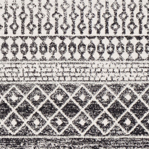 Livabliss Elaziz Moroccan Geometric Area Rug Machine Woven Polypropylene for Living Dining Bedroom Black, Light Gr 2'7" x 7'7" ELZ2307-2776