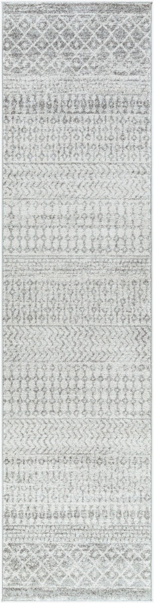 Livabliss Elaziz Moroccan Geometric Machine Woven Polypropylene Rug for Living or Dining Rooms Light Gray, Gra 2'7" x 20' ELZ2308-2720