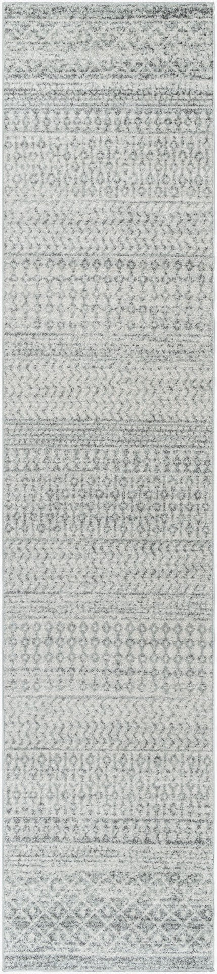 Livabliss Elaziz Moroccan Geometric Machine Woven Polypropylene Rug for Living or Dining Rooms Light Gray, Gra 2'7" x 12' ELZ2308-2712