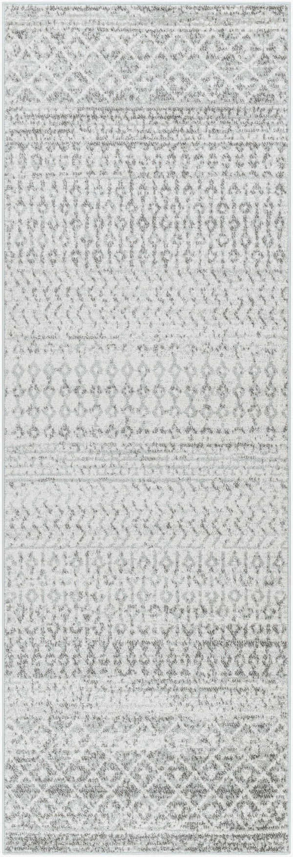 Livabliss Elaziz Moroccan Geometric Machine Woven Polypropylene Rug for Living or Dining Rooms Light Gray, Gra 2'7" x 7'7" ELZ2308-2776