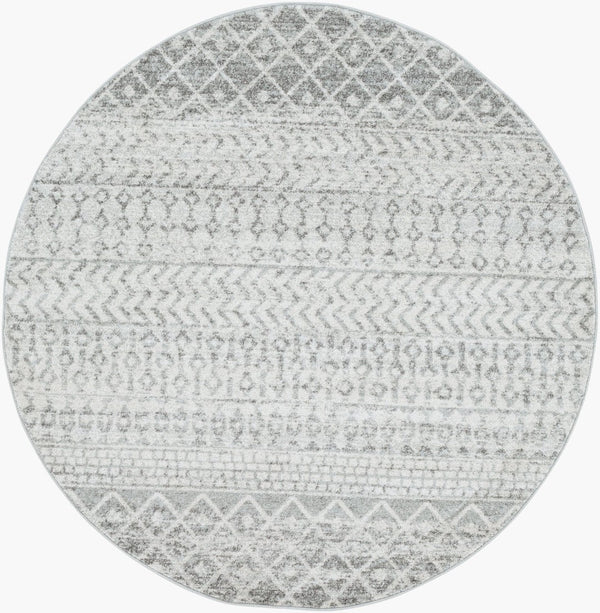 Livabliss Elaziz Moroccan Geometric Machine Woven Polypropylene Rug for Living or Dining Rooms Light Gray, Gra 10' x 10' Round ELZ2308-10RD