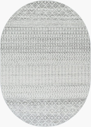 Livabliss Elaziz Moroccan Geometric Machine Woven Polypropylene Rug for Living or Dining Rooms Light Gray, Gra 6'7" x 9' Oval ELZ2308-679OV