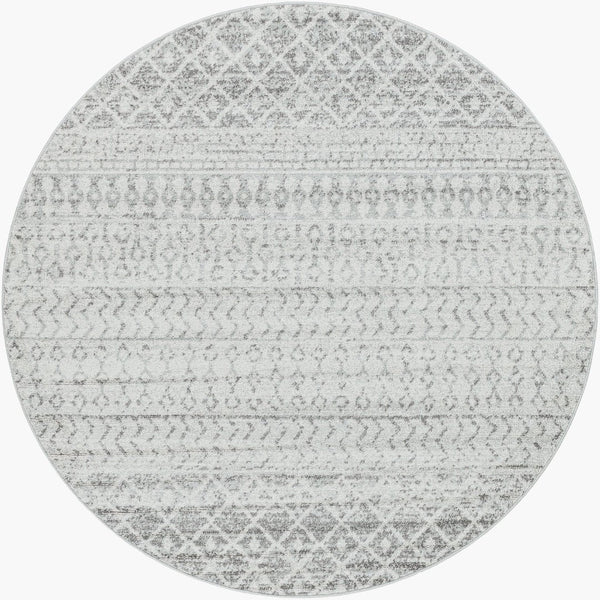 Livabliss Elaziz Moroccan Geometric Machine Woven Polypropylene Rug for Living or Dining Rooms Light Gray, Gra 5'11" x 5'11" Round ELZ2308-6RD