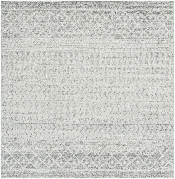 Livabliss Elaziz Moroccan Geometric Machine Woven Polypropylene Rug for Living or Dining Rooms Light Gray, Gra 10' x 10' Square ELZ2308-10SQ