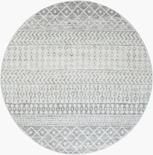 Livabliss Elaziz Moroccan Geometric Machine Woven Polypropylene Rug for Living or Dining Rooms Light Gray, Gra 7'10" x 7'10" Round ELZ2308-710RD