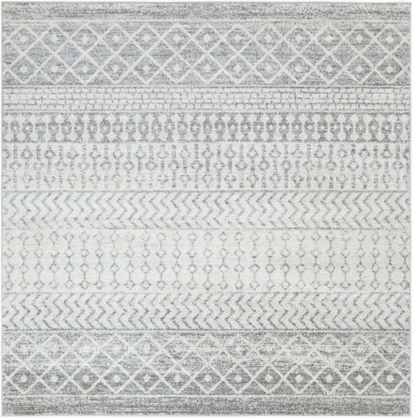Livabliss Elaziz Moroccan Geometric Machine Woven Polypropylene Rug for Living or Dining Rooms Light Gray, Gra 7'10" x 7'10" Square ELZ2308-710SQ