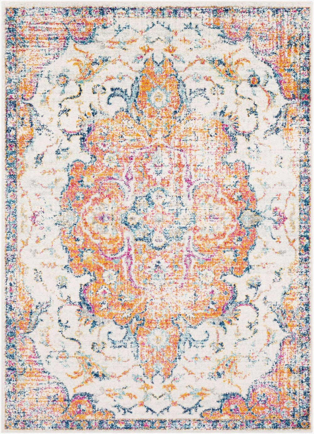 Livabliss Elaziz Machine Woven Polypropylene Rug Ornamental Motifs for Entryways and Hallways Orange, Mustard 2' x 2'11" ELZ2314-23
