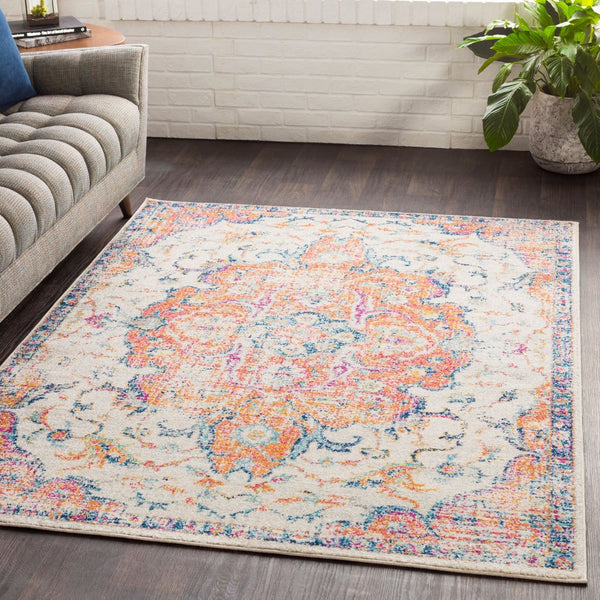 Livabliss Elaziz Machine Woven Polypropylene Rug Ornamental Motifs for Entryways and Hallways Orange, Mustard 2' x 2'11" ELZ2314-23