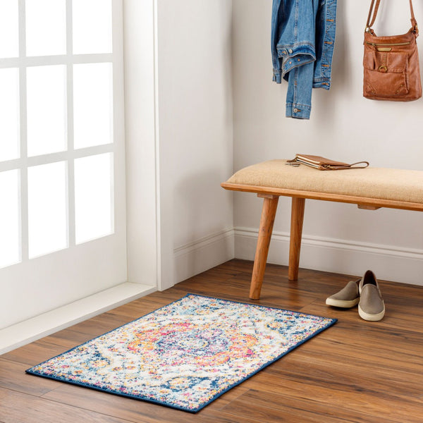 Livabliss Elaziz Geometric Turkish Style Machine Woven Polypropylene Rug for Entryway or Bedside Fuchsia, Mustar 2' x 2'11" ELZ2335-23
