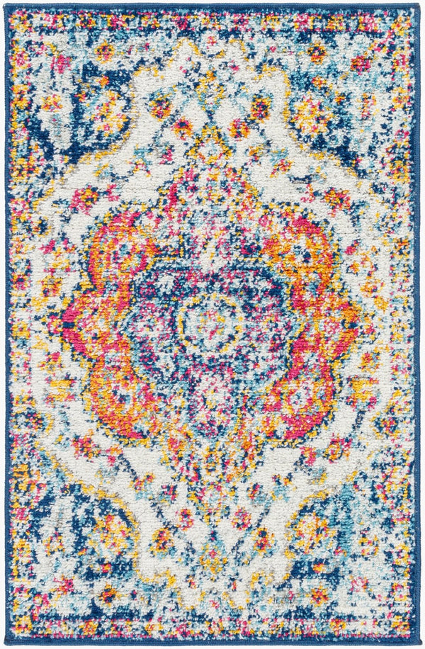 Livabliss Elaziz Geometric Turkish Style Machine Woven Polypropylene Rug for Entryway or Bedside Fuchsia, Mustar 2' x 2'11" ELZ2335-23