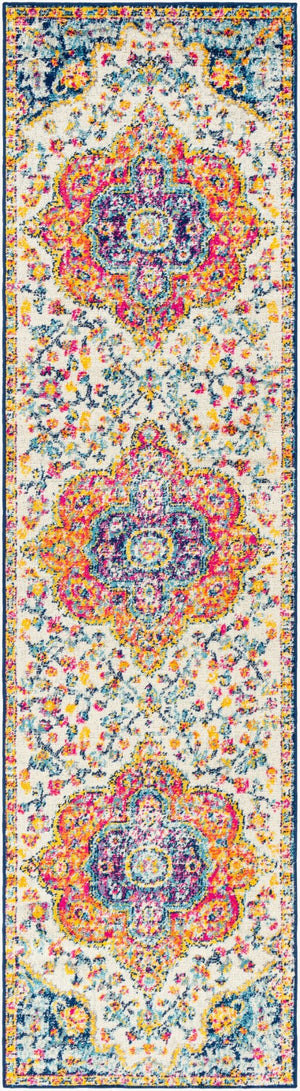 Livabliss Elaziz Geometric Turkish Style Machine Woven Polypropylene Rug for Entryway or Bedside Fuchsia, Mustar 2'7" x 10' ELZ2335-2710