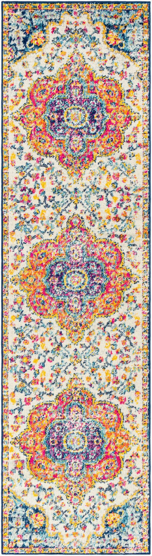 Livabliss Elaziz Geometric Turkish Style Machine Woven Polypropylene Rug for Entryway or Bedside Fuchsia, Mustar 2'7" x 10' ELZ2335-2710