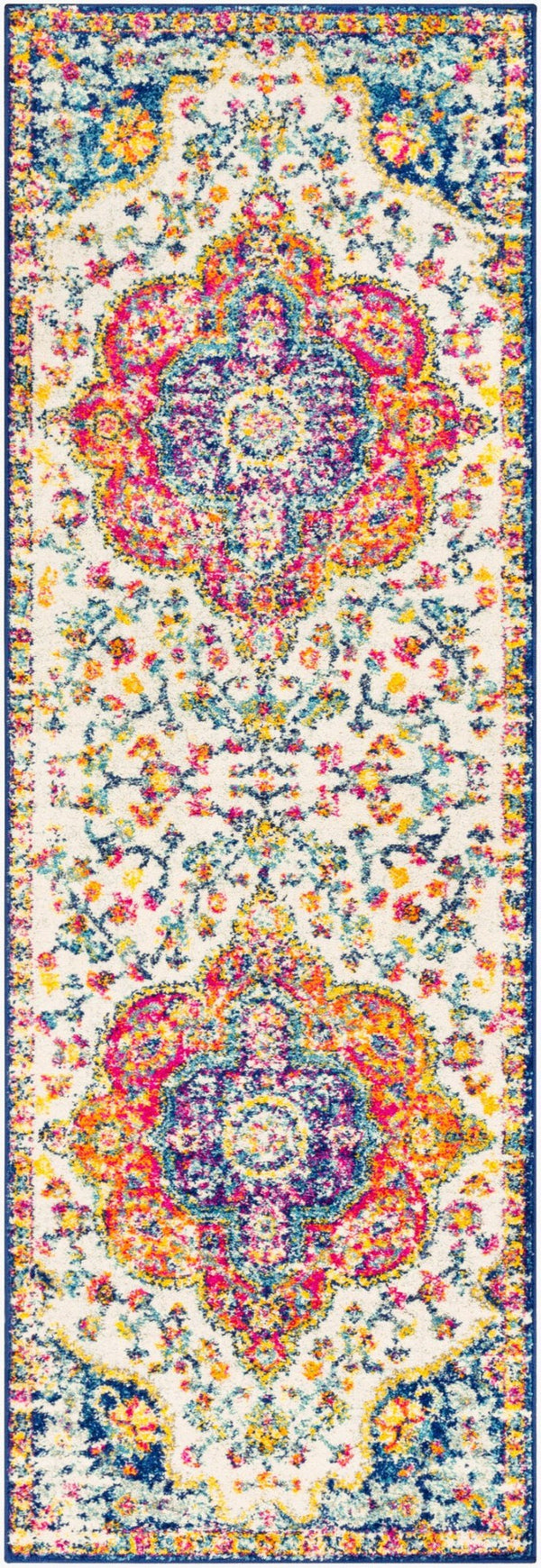 Livabliss Elaziz Geometric Turkish Style Machine Woven Polypropylene Rug for Entryway or Bedside Fuchsia, Mustar 2'7" x 7'7" ELZ2335-2776