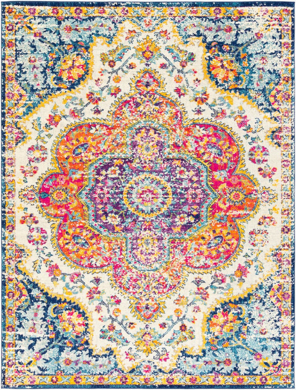 Livabliss Elaziz Geometric Turkish Style Machine Woven Polypropylene Rug for Entryway or Bedside Fuchsia, Mustar 7'10" x 10'2" ELZ2335-710103
