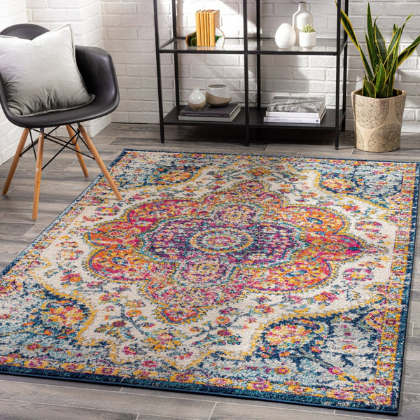 Livabliss Elaziz Geometric Turkish Style Machine Woven Polypropylene Rug for Entryway or Bedside Fuchsia, Mustar 8'10" x 12'6" ELZ2335-93126