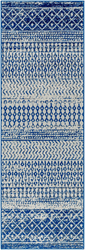 Livabliss Elaziz Moroccan Geometric Runner Rug Polypropylene Woven for Hallway or Entryway Blue, Gray 2'7" x 7'7" ELZ2345-2776