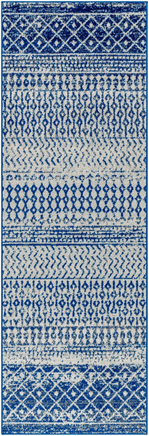 Livabliss Elaziz Moroccan Geometric Runner Rug Polypropylene Woven for Hallway or Entryway Blue, Gray 2'7" x 7'7" ELZ2345-2776