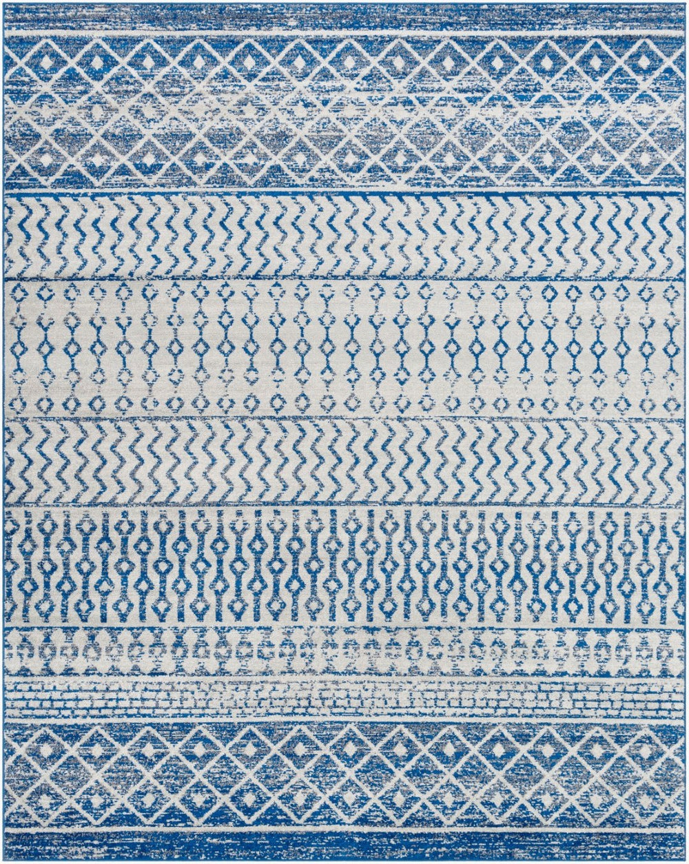 Livabliss Elaziz Moroccan Geometric Runner Rug Polypropylene Woven for Hallway or Entryway Blue, Gray 7'10" x 10'2" ELZ2345-710103