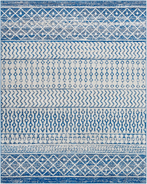 Livabliss Elaziz Moroccan Geometric Runner Rug Polypropylene Woven for Hallway or Entryway Blue, Gray 7'10" x 10'2" ELZ2345-710103