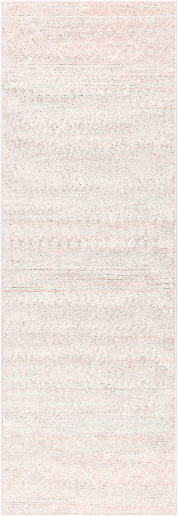 Livabliss Elaziz Moroccan Geometric Polypropylene Area Rug for Entryway Bathroom or Bedroom Blush, Light Gr 2'7" x 7'7" ELZ2358-2776