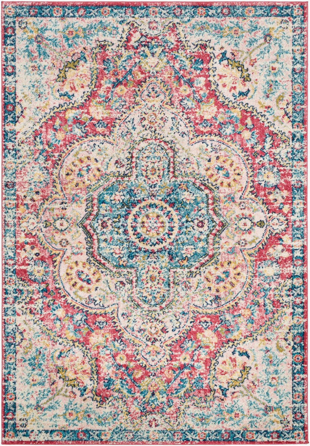 Livabliss Elaziz Turkish Geometric Accent Rug Polypropylene Woven Entryway Transitional Decor Rose, Navy 5'3" x 7'7" ELZ2359-5376