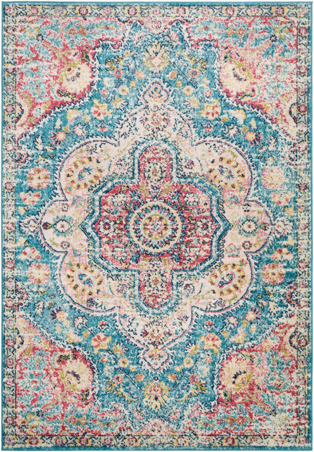 Livabliss Elaziz Turkish Polypropylene Accent Rug with Traditional Geometric Pattern for Entryways Navy, Sky Blue 5'3" x 7'7" ELZ2360-5376