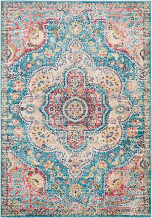 Livabliss Elaziz Turkish Polypropylene Accent Rug with Traditional Geometric Pattern for Entryways Navy, Sky Blue 5'3" x 7'7" ELZ2360-5376