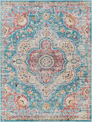 Livabliss Elaziz Turkish Polypropylene Accent Rug with Traditional Geometric Pattern for Entryways Navy, Sky Blue 7'10" x 10'2" ELZ2360-710103