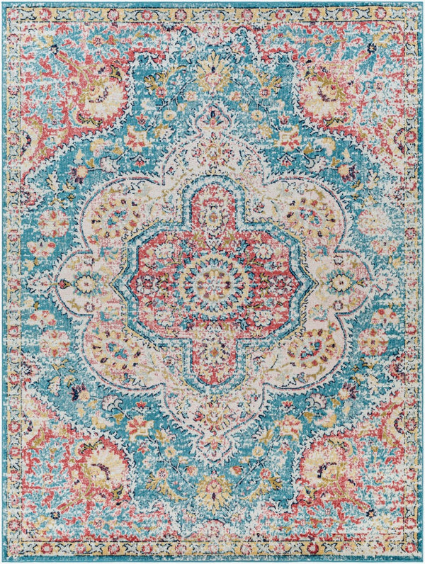 Livabliss Elaziz Turkish Polypropylene Accent Rug with Traditional Geometric Pattern for Entryways Navy, Sky Blue 7'10" x 10'2" ELZ2360-710103