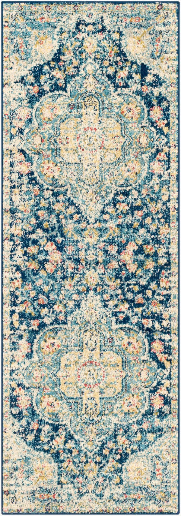 Livabliss Elaziz Turkish Heritage Runner Rug Polypropylene Woven Hallway Entryway Accent Navy, Sky Blue 2'7" x 7'7" ELZ2361-2776