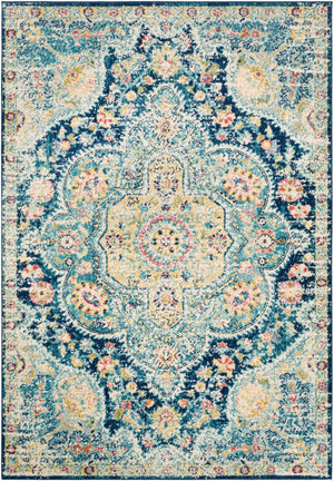 Livabliss Elaziz Turkish Heritage Runner Rug Polypropylene Woven Hallway Entryway Accent Navy, Sky Blue 5'3" x 7'7" ELZ2361-5376