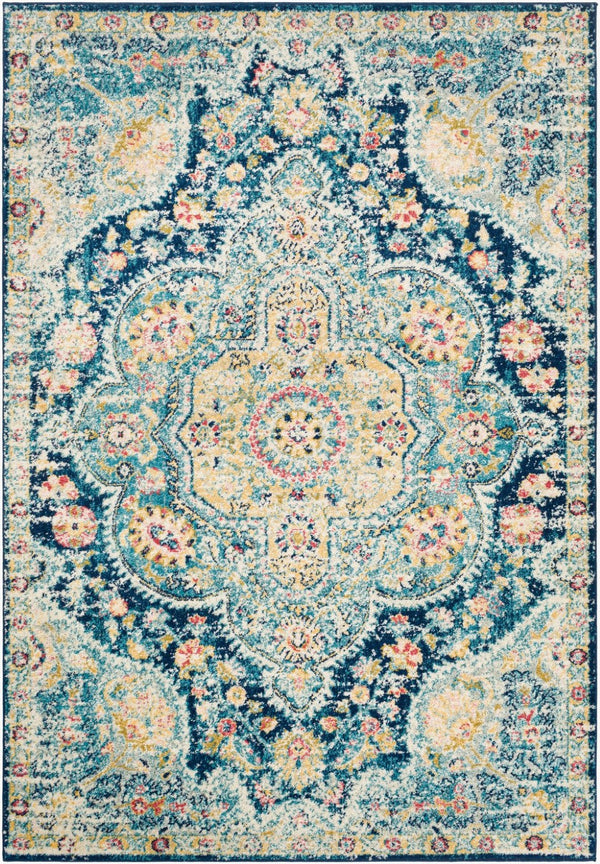 Livabliss Elaziz Turkish Heritage Runner Rug Polypropylene Woven Hallway Entryway Accent Navy, Sky Blue 5'3" x 7'7" ELZ2361-5376