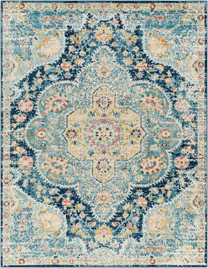 Livabliss Elaziz Turkish Heritage Runner Rug Polypropylene Woven Hallway Entryway Accent Navy, Sky Blue 7'10" x 10'2" ELZ2361-710103