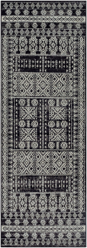 Livabliss Elaziz Geometric Machine Woven Polypropylene Accent Rug for Entryway or Kitchen Black, Gray 2'7" x 7'6" ELZ2362-2776