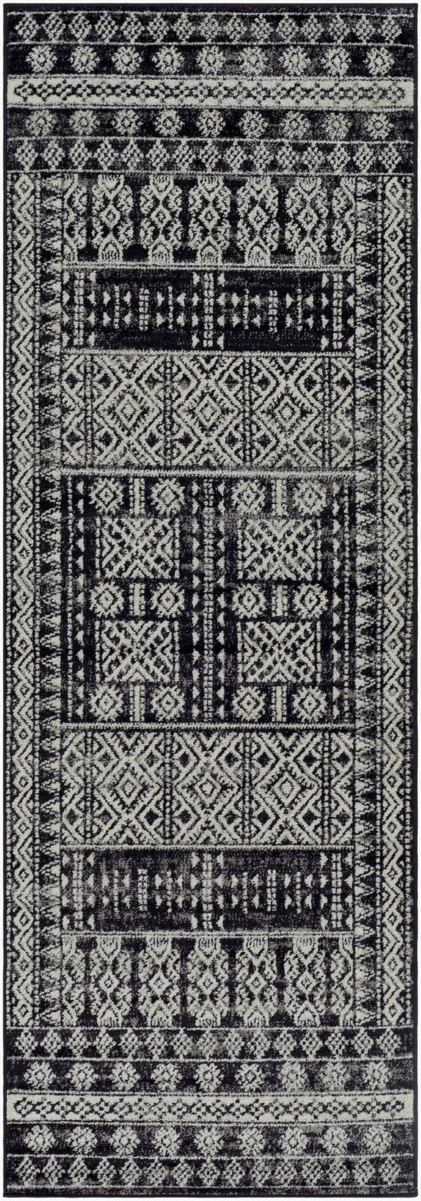Livabliss Elaziz Geometric Machine Woven Polypropylene Accent Rug for Entryway or Kitchen Black, Gray 2'7" x 7'6" ELZ2362-2776