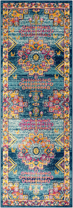Livabliss Elaziz Persian Inspired Machine Woven Polypropylene Rug for Entryways and Hallways Navy, Sky Blue 2'7" x 7'7" ELZ2365-2776